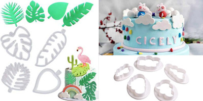 JAMBOREE Combo of Leaf Fondant Cutter and Cloud Cutter for cake decorating Cookie Cutter(Pack of 9)