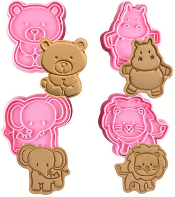 LEGACYCART LEGACYCART 4 pcs Animal Cartoon Shaped Cookie Cutter Set, 3D Cookie Cutters Cookie Press(Pack of 4)