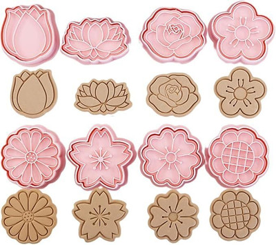 Husaini Mart HUSAINI MART | 8pc Flower Cookie Cutters 3D Cookie Dough Cutter Cookie Cutter(Pack of 8)
