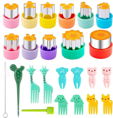 zishnav 24Pcs Cookie Cutter Shapes Set with Fruit Fork Stainless Steel Cookie Cutter(Pack of 12)