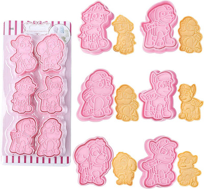 Husaini Mart Skytail 6pc Cookie Cutters 3D Puppy Paw Patrol Cookie Stamps Cookie Cutter(Pack of 6)