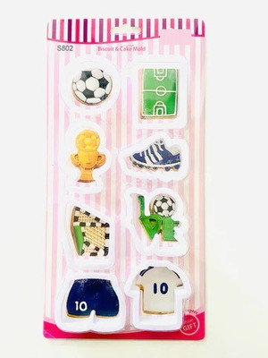 BAKERS4U 8 pcs soccer football cutter set plastic for creating cookies as you mind Cookie Cutter(Pack of 8)