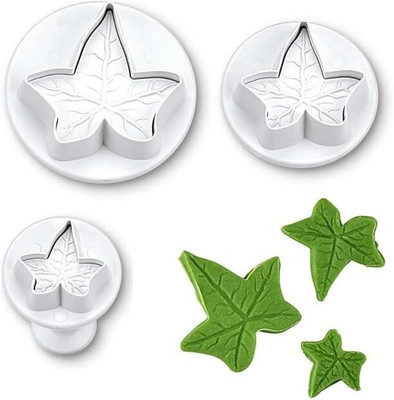 Husaini Mart Skytail 3pc Ivy Leaf Cookie Cutters Dough Plunger Cutter Set for Baking Biscuits Cookie Press(Pack of 3)