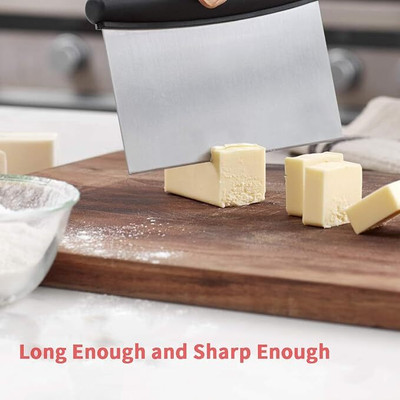 vihalvilaa Dough Scraper Stainless Steel with Handle, Metal Dough Cutter Spatula Baking Smoother & Polisher(Silver)