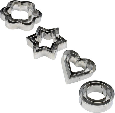 Signamio Cookie Cutters Shapes Flower/Round/Heart/Star Shape Cookie Cutter(Pack of 12)