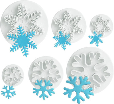 LEGACYCART Christmas Cookie Cutters Snowflake Plunger Cake Cutter Cookie Press(Pack of 6)