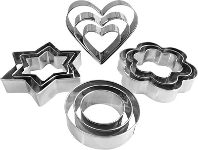 ZIRAK ZRK Cookie Cutters Shapes Baking Set,12PCS Flower Round Heart Star Shape Biscuit Cookie Cutter(Pack of 12)