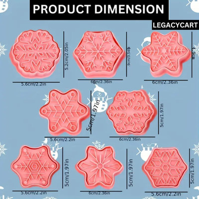 LEGACYCART Christmas Cookie Cutter Cookie Press(Pack of 8)