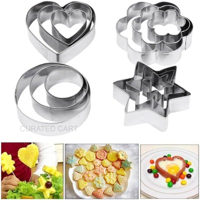 LOVHIDE Cookie Cutters Shapes Baking Set,12PCS Flower Round Heart Star Shape Biscuit Cookie Cutter(Pack of 12)