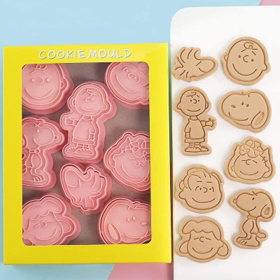 Husaini Mart Skytail 8pc Cute Snoopy Cookie Cutter Set 3D Cartoon Cookie Stamps Biscuit Dough Cookie Cutter(Pack of 8)
