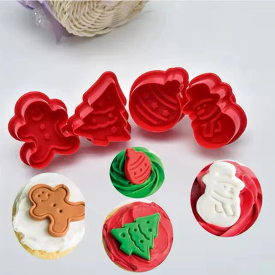 Bakewareind Christmas Cookie Plungers Santa Gingerbread Tree Cutter ,4pc Cookie Cutter(Pack of 4)