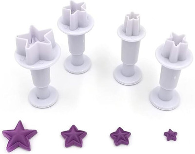Husaini Mart Star Shape Plunger Cutter Set Dough Cutter Cookie Stamps Cookie Press(Pack of 4)