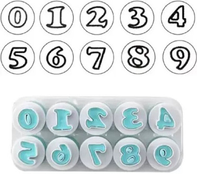 KONFIZ 10pcs Push Easy Mini Number Cookie Cutter Fondant Cutters Cookie Cutter Cookie Press(Pack of 10)