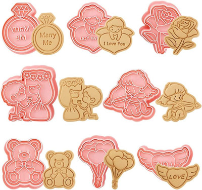 Husaini Mart valentines day cookie cutter 8pcs romantic cookie press stamp Cookie Cutter(Pack of 8)