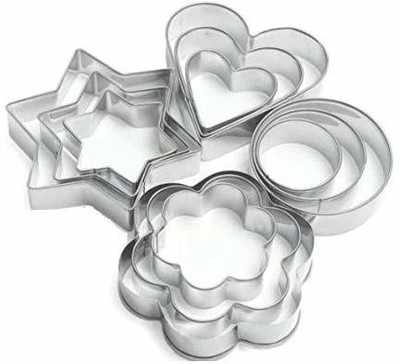 hurrio Cookie Cutters Shapes Baking Set,12PCS Flower Round Heart Star Shape Biscuit Cookie Cutter(Pack of 12)
