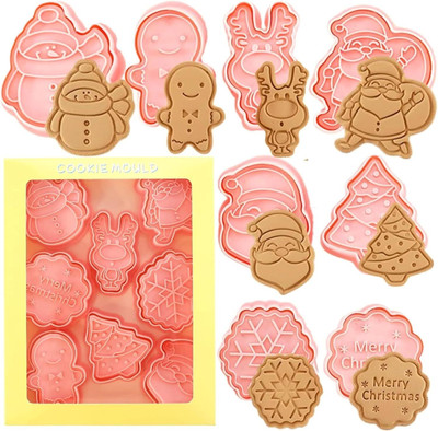 LEGACYCART Cookie Cutter of Santa Snowman Cookie Press(Pack of 8)