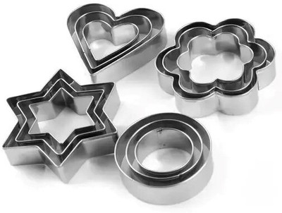 Sorath Stainless Steel Cookie Cutter with 4 Different Shapes for Kitchen,Bakery Product Cookie Cutter(Pack of 12)