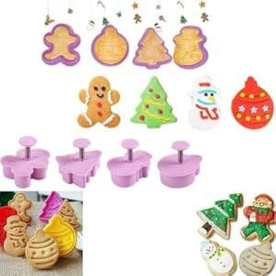 LEGACYCART Mini 3D Christmas Cookie Cutters Set-4 PCs Cookie Cutter(Pack of 4)