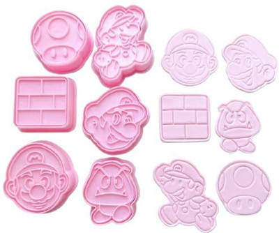 Husaini Mart Skytail 6pc Super Mario Cookie Cutters Cute Mario Cookie Stamps Cookie Cutter(Pack of 6)