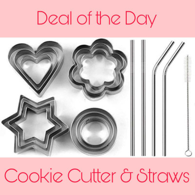 kayru 4 Different Shape, 12 pcs Set Cookie Cutter And Stainless Steel Straw Combo Cookie Cutter(Pack of 12)