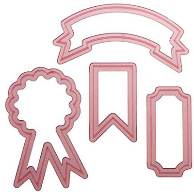 HOMEBAKERS MART 4pcs Label Cutter Set Cookie Cutter Plastic Fondant Cutter Gum paste Cutter Cookie Cutter
