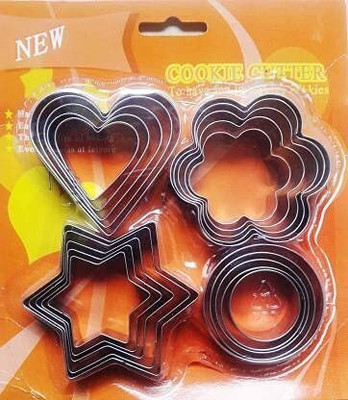 Deedecorwave 16-Piece Stainless Steel Cookie Cutter Set – Heart, Round, Star & Flower Shapes Cookie Cutter(Pack of 16)