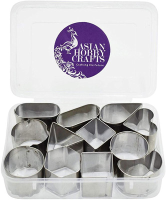 ASIAN HOBBY CRAFTS Mini Stainless Steel Cookie & Vegetable Cutters – 12 Shapes, 3.5 cm, Cookie Cutter(Pack of 12)