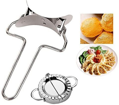 DHARMISHO Manual Steel Puri Cutter Roller Machine Handle & Dumpling Maker Home Baking Tool Cookie Cutter(Pack of 2)