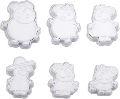 LEGACYCART LEGACYCART 6pc Peppa Pig Family Cookie Cutter Set 3d Piglet Cartoon Cookie Stamp Cookie Press(Pack of 6)