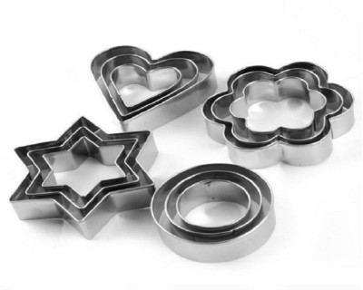 dust n shine STAINLESS STEEL COOKIE CUTTER WITH 4 SHAPE Cookie Cutter(Pack of 12)