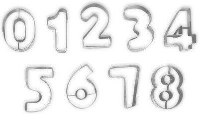 Oytra Set 9 Piece Numbers Mold Set Fondant Cutters for Fruit Biscuit Polymer Clay Cookie Cutter(Pack of 9)