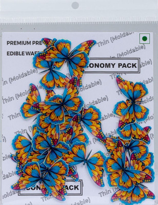 TastyCrafts Pre-Cut Wafer Paper - Artistic Butterfly |Cake Topping & Décor| WPC-115 - 25 Pcs Topping(100 g, Edible)