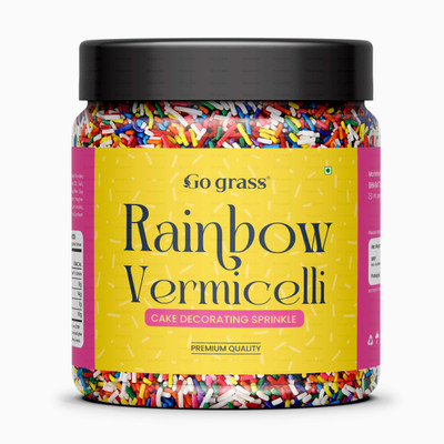 GO GRASS Decorative Rainbow Vermicelli Sprinkles for Cake, Cupcakes, Cookies, Pastries | Sprinkles(300 g)