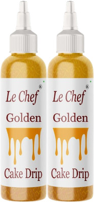 Le cHef Premium Metallic Cake Drips - Golden| Combo Pack of 2 | 110mlx2 | Topping(220 g, Pack of 2)