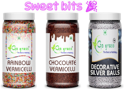 GO GRASS Sweet Bits ,Variety of Cake Sprinkles for Cupcakes & More / EACH 80GRAM Sprinkles(240 g, Pack of 3)