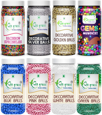 GO GRASS Cake Decorating Set,Variety of Cake Sprinkles for Cupcake / Pastry / EACH 80GRAM Sprinkles(640 g, Pack of 8)