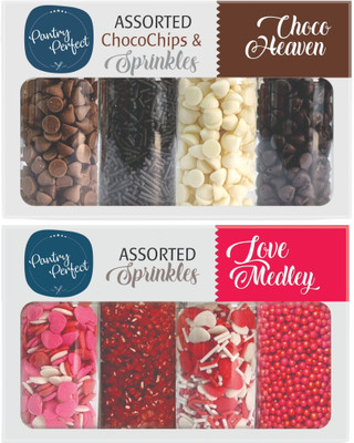 Pantry Perfect Choco Heaven Choco Chips & Love Medley Sprinkles I Cup Cake Decoration Sprinkles(200 g, Pack of 2)