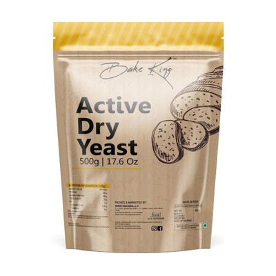 Bake King 500gm Instant Dry Yeast Powder, 500gm for Pizza Base Pantry, Pao, Bread, Cake, Naan, Bun Prime Active Dry Yeast Packet Yeast Powder(500 g)