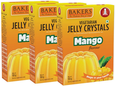 Bakers Jelly Crystals | Mango Flavour |Vegetarian|Instant Premix|90 Gm Each X Pack 3 Jelly Powder(3 x 90 g)