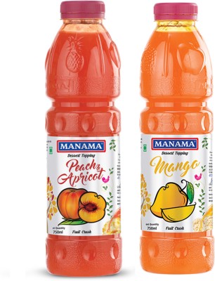 MANAMA Mango Crush and Peach Apricot Crush, Topping for Cakes, Pies and Shakes Topping Liquid(2 x 750 ml)