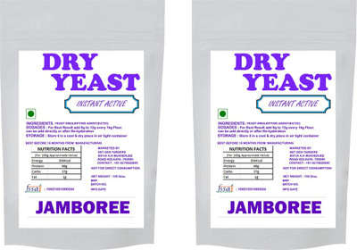 JAMBOREE Instant Active Dry Yeast Powder for Baking, Bread, Pizza Base, Cake (200g) Yeast Powder(2 x 100 g)