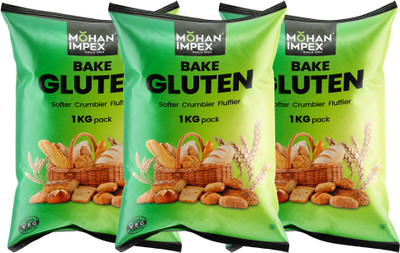 Mohan Impex 1kg Improvised for Bread [Pack Of 3 ] Gluten Powder(3 x 1 kg)