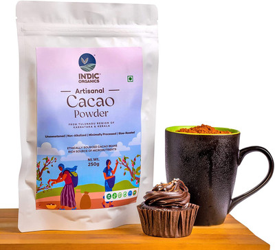 Indic Organics Artisanal Cacao Powder | Non-Alkalized, Unsweetened, Slow Roasted| From Tulunadu Cocoa Powder(500 g)