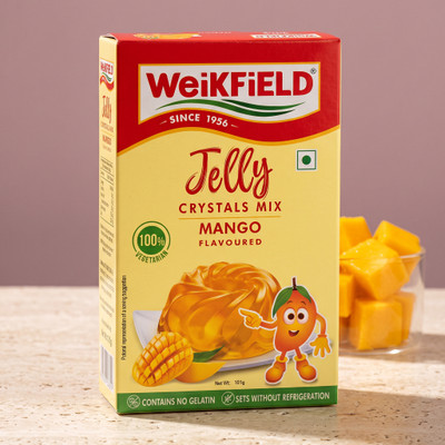 WeiKFiELD Jelly Crystal Mango Flavour| Vegeterian| No Gelatin| Delightful & Juicy Taste Jelly Crystals(101 g)