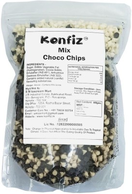 KONFIZ Dark & White Chocolate Chips for Cake toppings for Cakes, Cookies, Muffins 500g Choco Chips Solid(500 g)