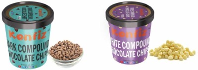 KONFIZ Dark Choco Chips & White Choco Chips combo pack-100 grams each Choco Chips Solid(2 x 100 g)