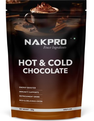 Nakpro Hot & Cold Chocolate Powder | 1.36g Protein, 75.8g Energy | Energy Booster Drink Cocoa Powder(250 g)