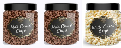 Denali Milk+Milk and White combo Baking|topping|Icecream|Desserts Choco Chips Solid(3 x 150 g)