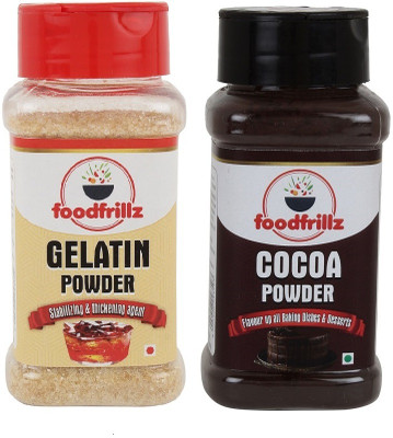 foodfrillz Cocoa Powder & Gelatin Powder Crystals Combo Pack Cocoa Powder(2 x 75 g)
