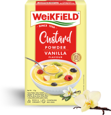 WeiKFiELD Custard Powder|Vanilla Flavor|2-Minute Preparation|Makes Smooth & Creamy Custard Custard Powder(112 g)